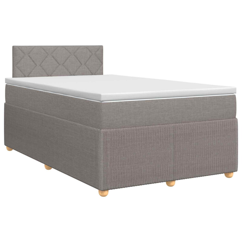 vidaXL Boxspringbed met matras met hoofdeinde Taupe 120 x 200 cm Stof afbeelding 1