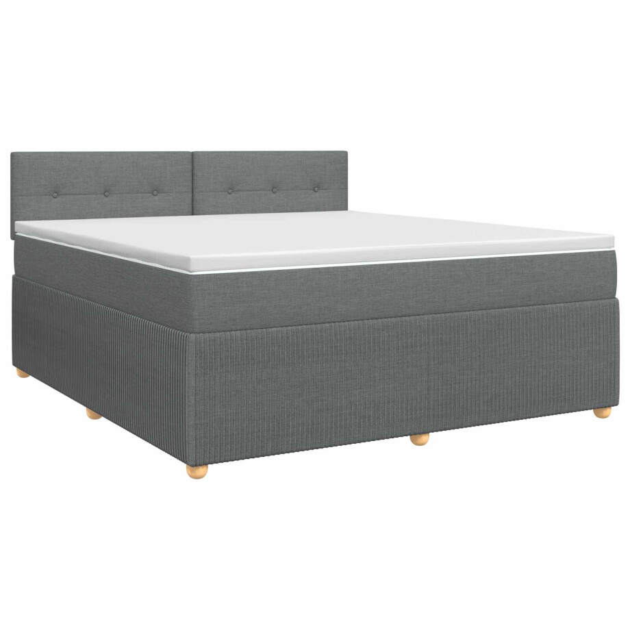 vidaXL Boxspringbed met matras Donkergrijs 140 x 190 cm Stof afbeelding 1