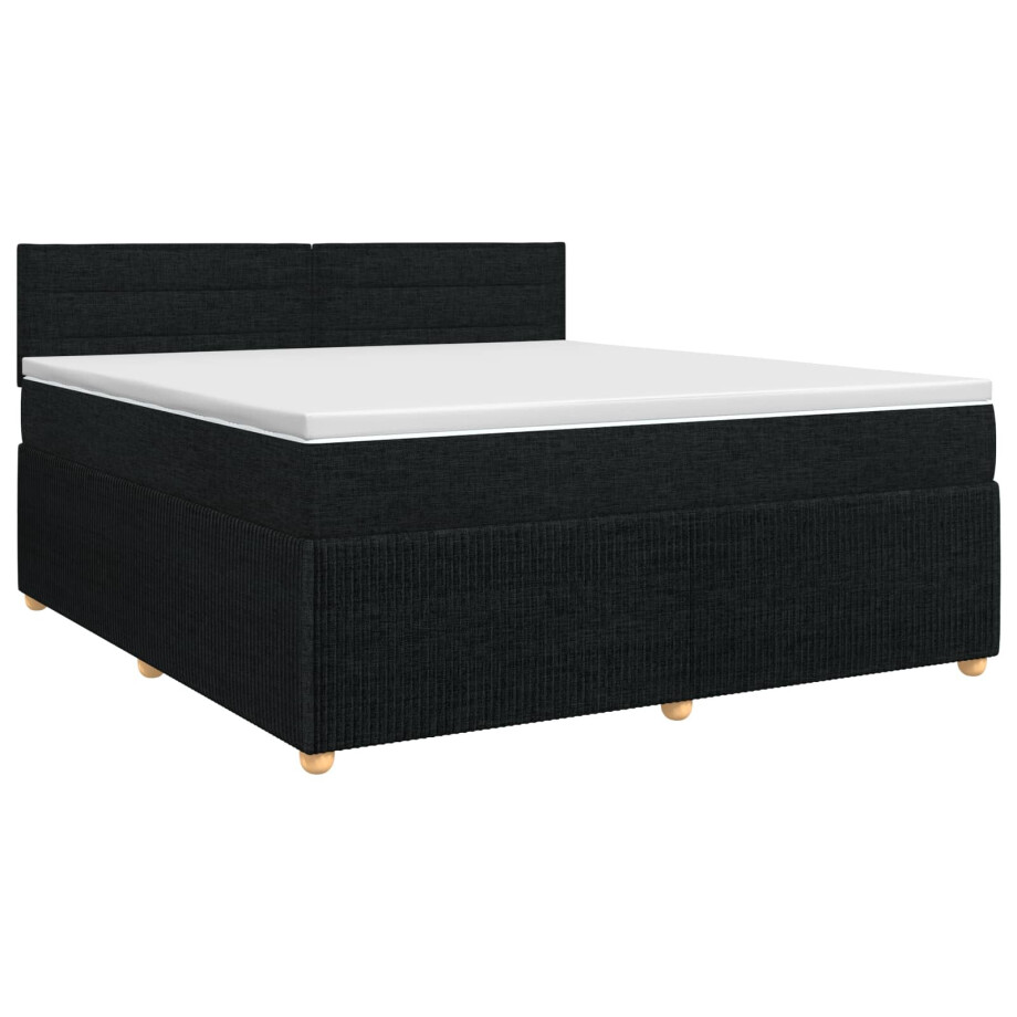 vidaXL Boxspringbed met matras met hoofdeinde Zwart 180 x 200 cm Stof vidaXL Boxspringbed met matras met hoofdeinde Zwart 180 x 200 cm Stof afbeelding 1