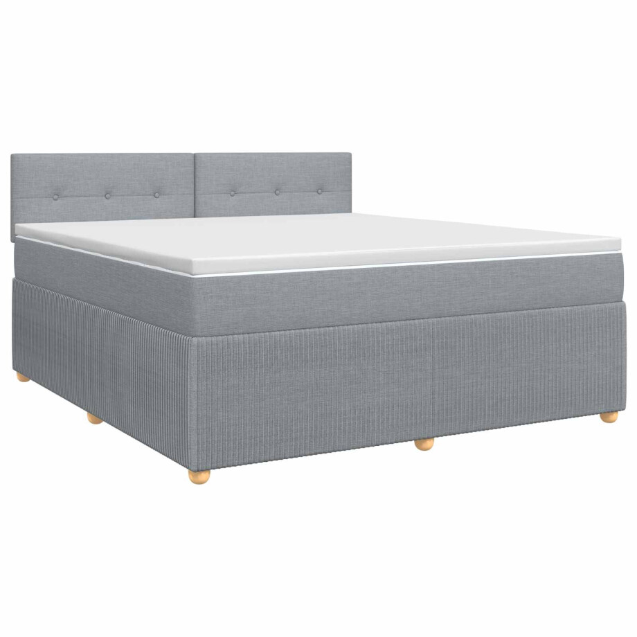 vidaXL Boxspringbed met matras Lichtgrijs 180 x 200 cm Stof afbeelding 1
