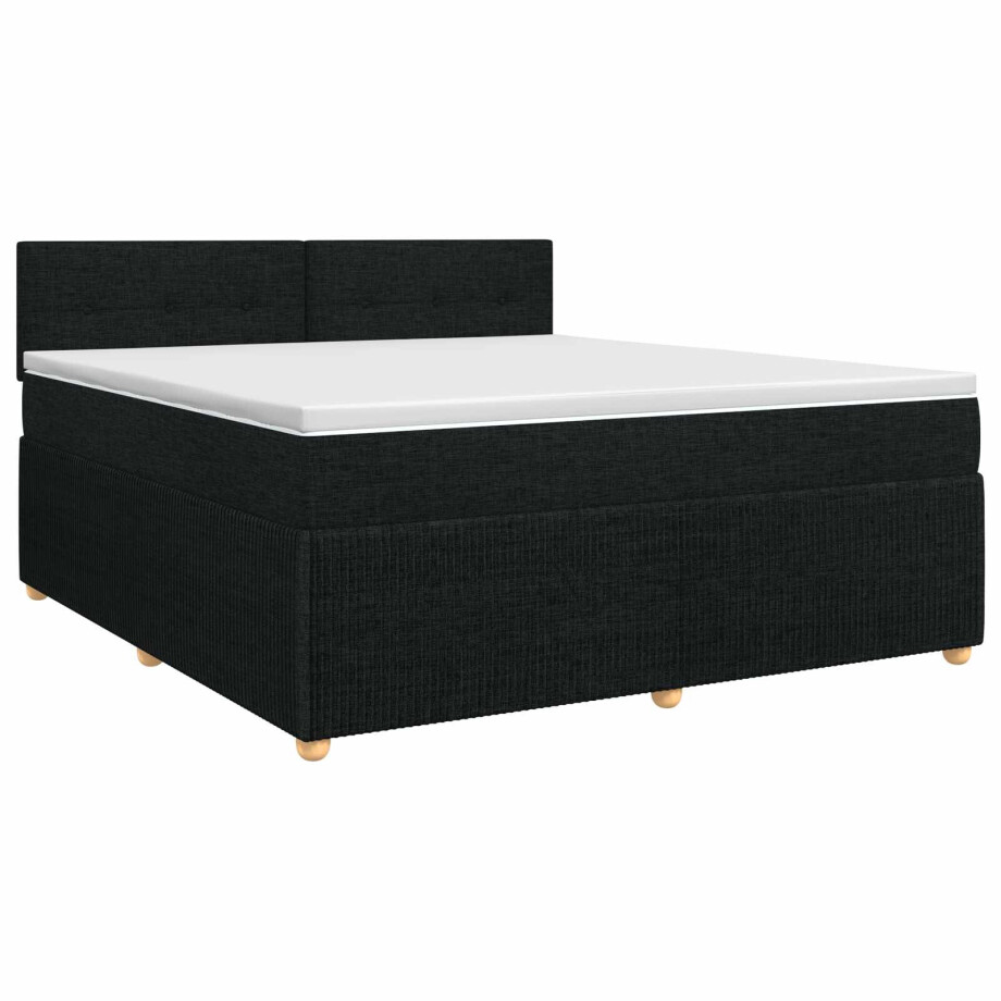 vidaXL Boxspringbed met matras met hoofdeinde Zwart 180 x 200 cm Stof afbeelding 1