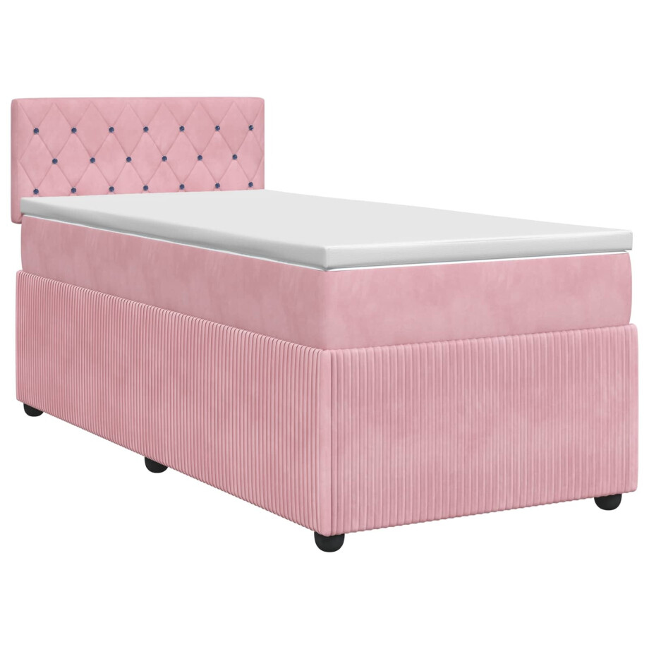 vidaXL Boxspringbed met matras met hoofdeinde Roze 80 x 200 cm Fluweel vidaXL Boxspringbed met matras met hoofdeinde Roze 80 x 200 cm Fluweel afbeelding 1