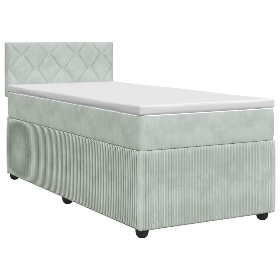 vidaXL Boxspringbed met matras Lichtgrijs 80 x 200 cm Fluweel vidaXL Boxspringbed met matras Lichtgrijs 80 x 200 cm Fluweel afbeelding 1
