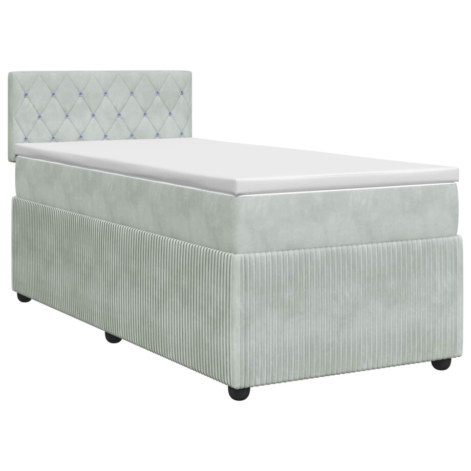 vidaXL Boxspringbed met matras Lichtgrijs 100 x 200 cm Fluweel vidaXL Boxspringbed met matras Lichtgrijs 100 x 200 cm Fluweel afbeelding 1