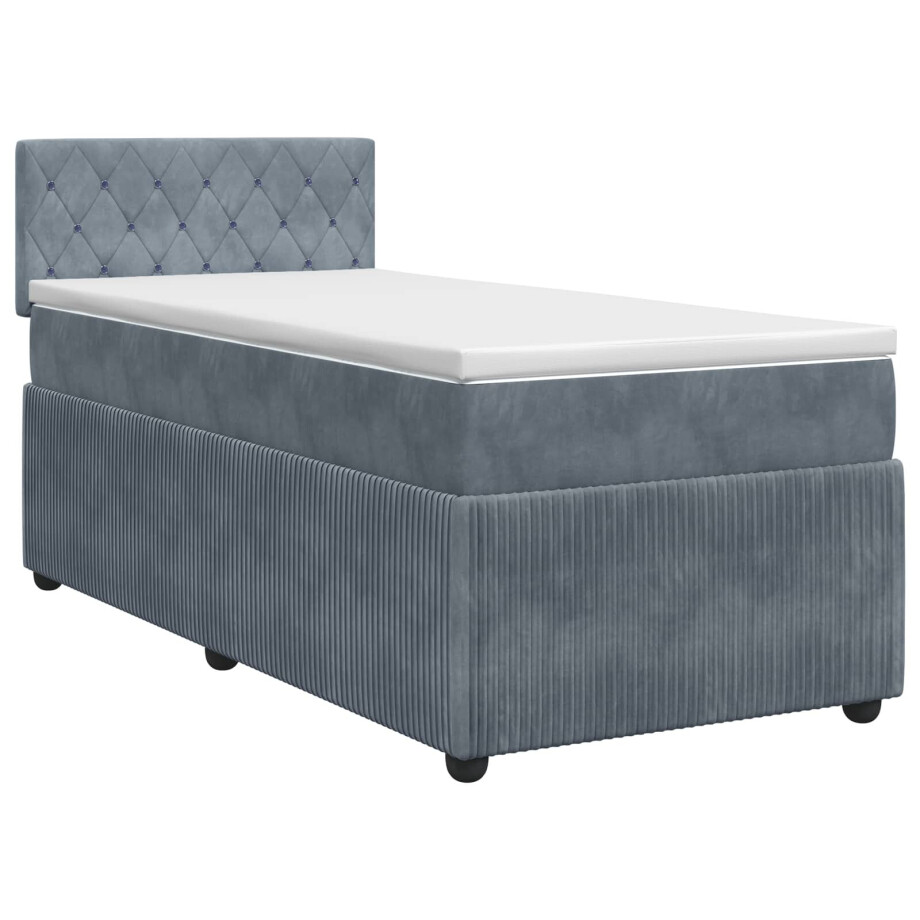 vidaXL Boxspringbed met matras Donkergrijs 100 x 200 cm Fluweel vidaXL Boxspringbed met matras Donkergrijs 100 x 200 cm Fluweel afbeelding 1