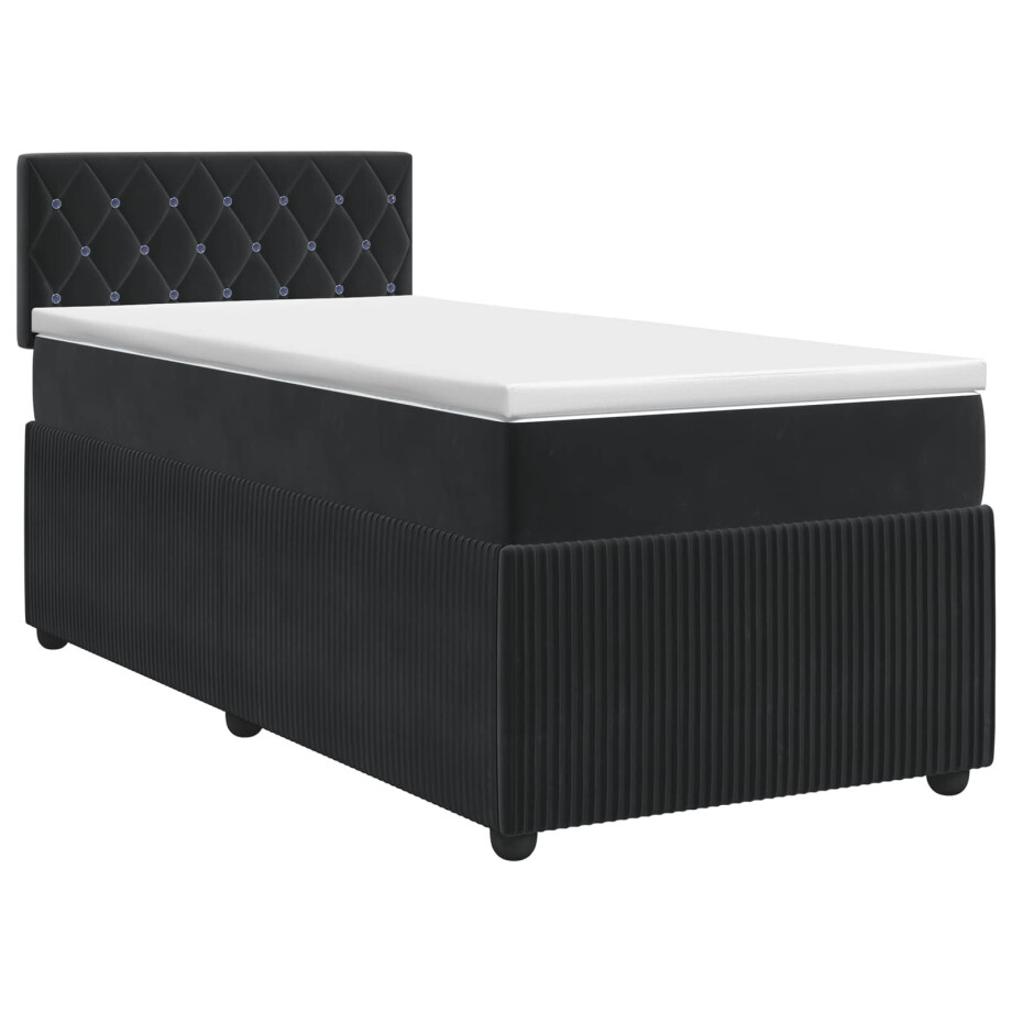 vidaXL Boxspringbed met matras Zwart 100 x 200 cm Fluweel afbeelding 1