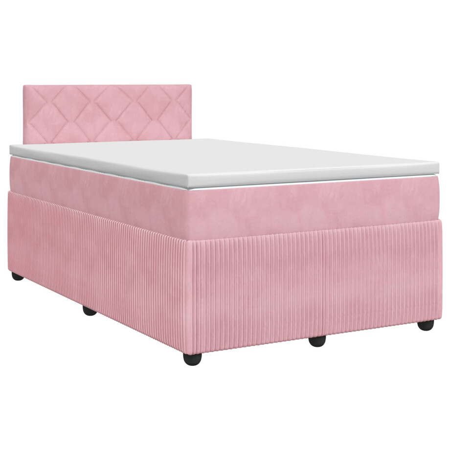 vidaXL Boxspringbed met matras Roze 120 x 200 cm Fluweel vidaXL Boxspringbed met matras Roze 120 x 200 cm Fluweel afbeelding 1