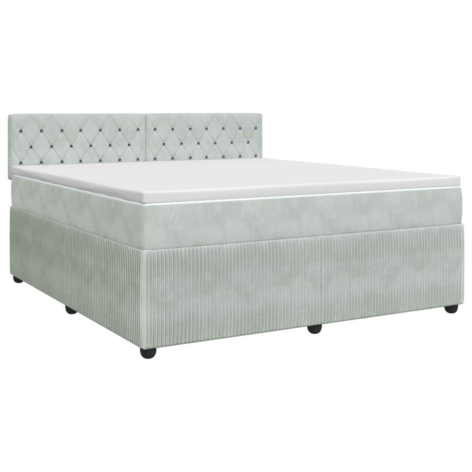 vidaXL Boxspringbed met matras Lichtgrijs 140 x 200 cm Fluweel afbeelding 1