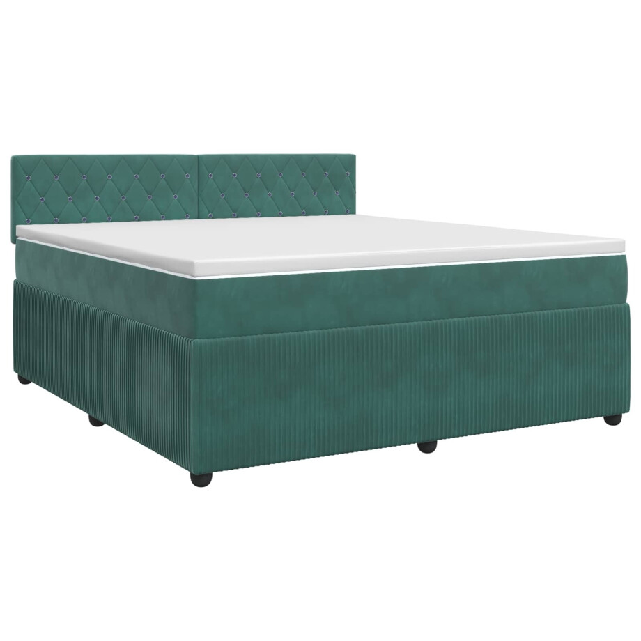 vidaXL Boxspringbed met matras Donkergroen 140 x 200 cm Fluweel afbeelding 1