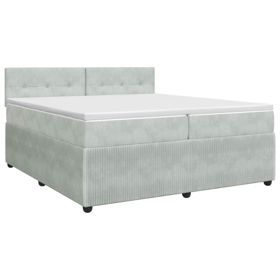 vidaXL Boxspringbed met matras Lichtgrijs 200 x 200 cm Fluweel vidaXL Boxspringbed met matras Lichtgrijs 200 x 200 cm Fluweel afbeelding 1