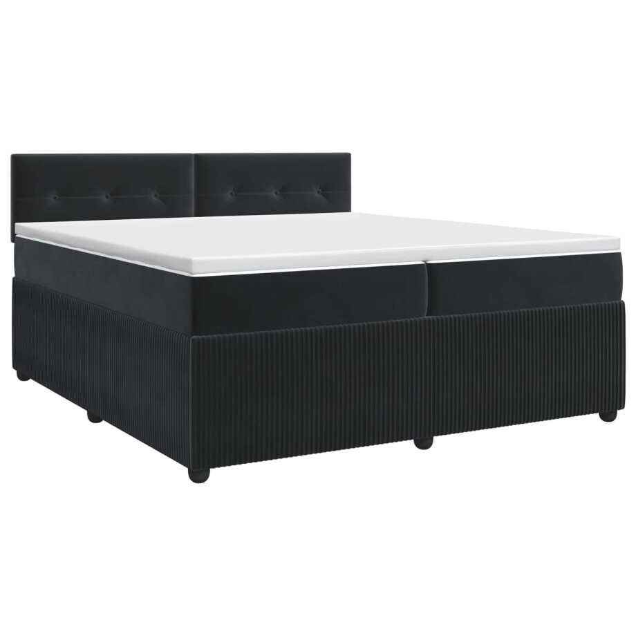 vidaXL Boxspringbed met matras Zwart 200 x 200 cm Fluweel vidaXL Boxspringbed met matras Zwart 200 x 200 cm Fluweel afbeelding 1