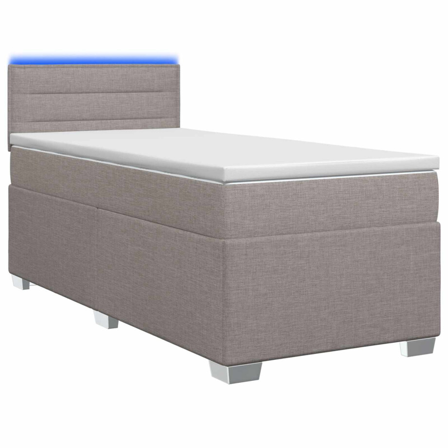 vidaXL Boxspring Bed met Matras en LED Taupe 80 x 200 cm Stof vidaXL Boxspring Bed met Matras en LED Taupe 80 x 200 cm Stof afbeelding 1