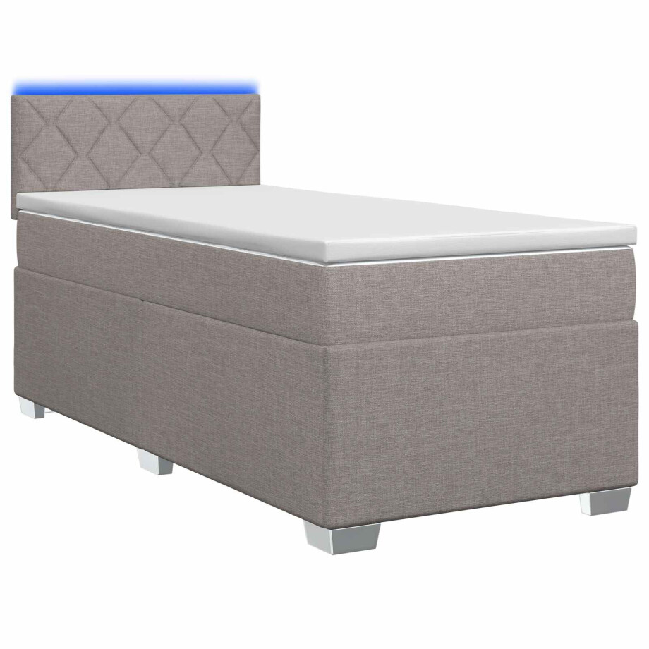 vidaXL Boxspring Bed met Matras en LED Taupe 80 x 200 cm Stof vidaXL Boxspring Bed met Matras en LED Taupe 80 x 200 cm Stof afbeelding 1