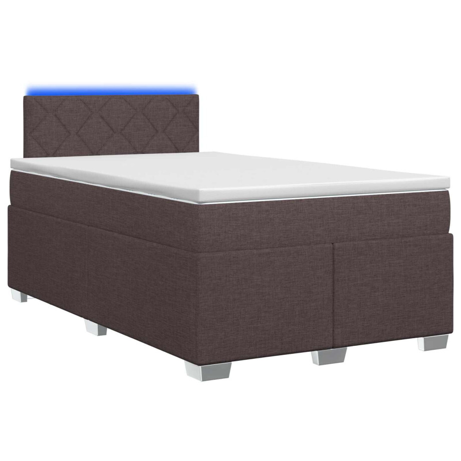 vidaXL Boxspring Bed met Matras en LED Donkerbruin 120 x 190 cm Stof vidaXL Boxspring Bed met Matras en LED Donkerbruin 120 x 190 cm Stof afbeelding 1
