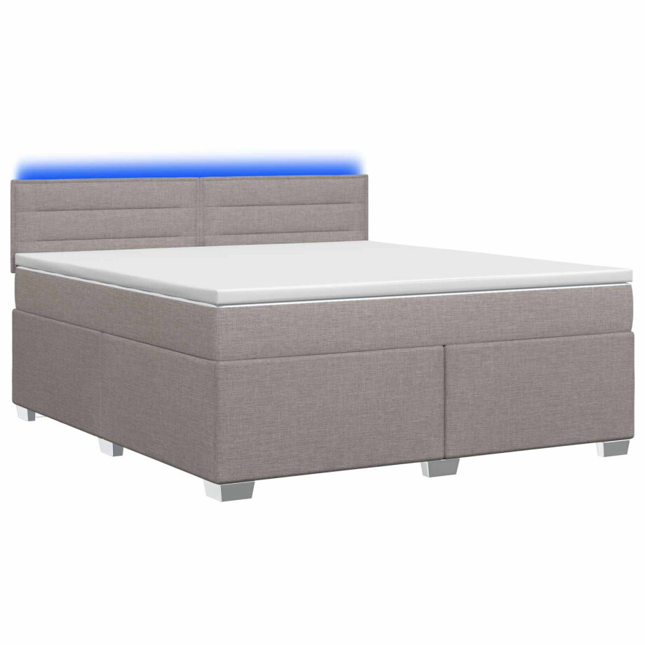 vidaXL Boxspring Bed met Matras en LED Taupe 140 x 190 cm Stof vidaXL Boxspring Bed met Matras en LED Taupe 140 x 190 cm Stof afbeelding 1