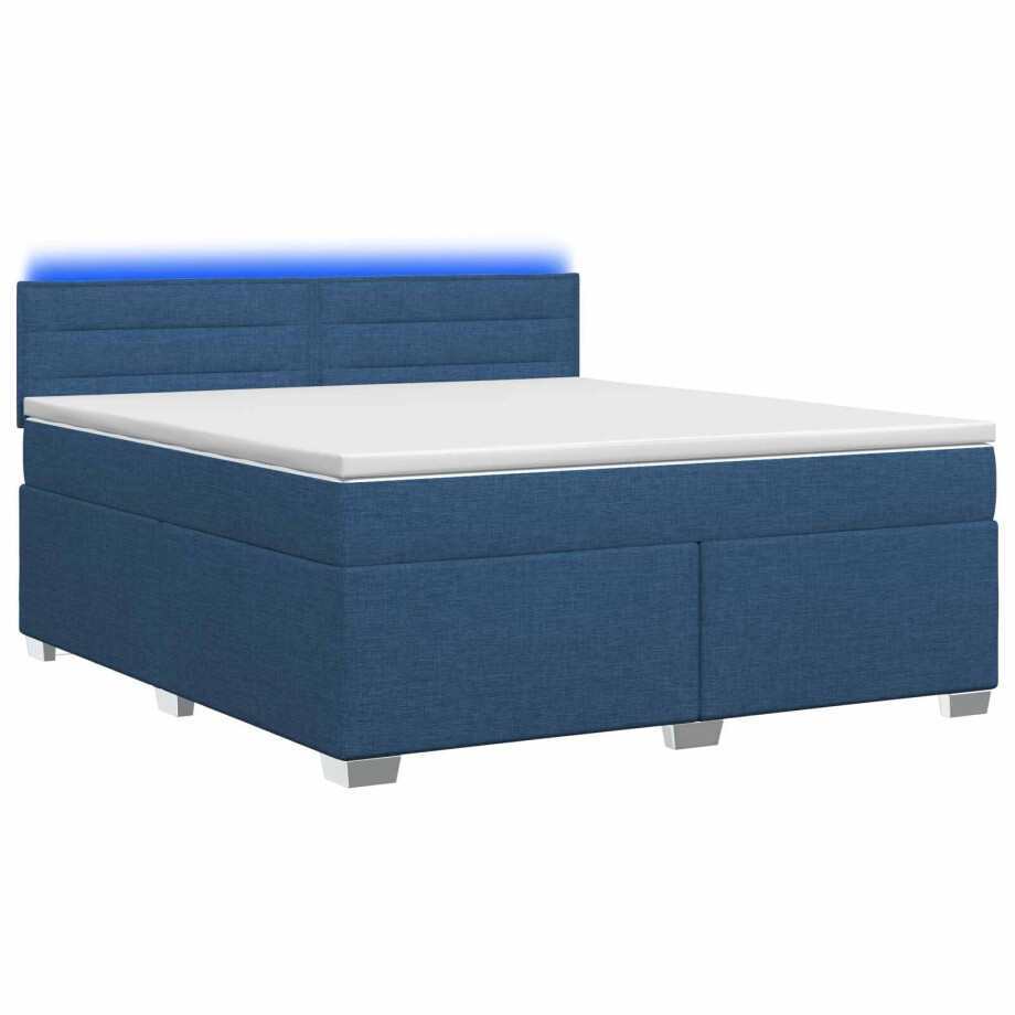 vidaXL Boxspring Bed met Matras en LED Blauw 140 x 190 cm Stof vidaXL Boxspring Bed met Matras en LED Blauw 140 x 190 cm Stof afbeelding 1