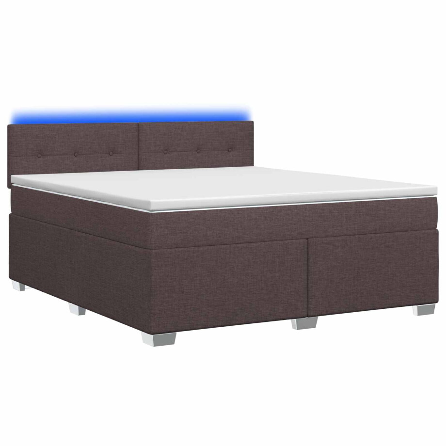 vidaXL Boxspring Bed met Matras en LED Donkerbruin 160 x 200 cm Stof vidaXL Boxspring Bed met Matras en LED Donkerbruin 160 x 200 cm Stof afbeelding 1