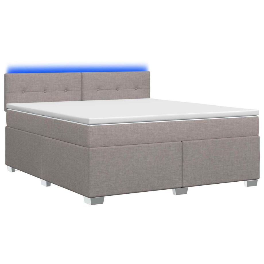 vidaXL Boxspring Bed met Matras en LED Taupe 160 x 200 cm Stof vidaXL Boxspring Bed met Matras en LED Taupe 160 x 200 cm Stof afbeelding 1
