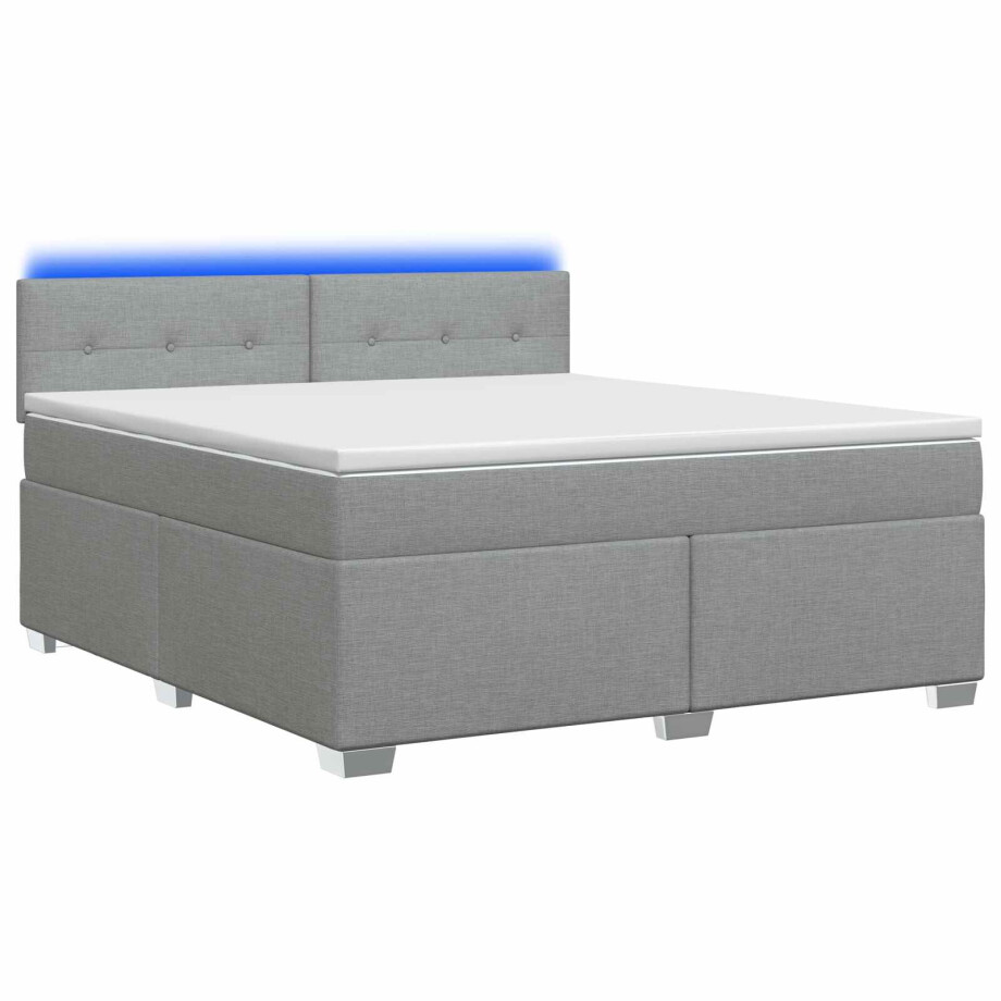 vidaXL Boxspring Bed met Matras en LED Lichtgrijs 180 x 200 cm Stof vidaXL Boxspring Bed met Matras en LED Lichtgrijs 180 x 200 cm Stof afbeelding 1