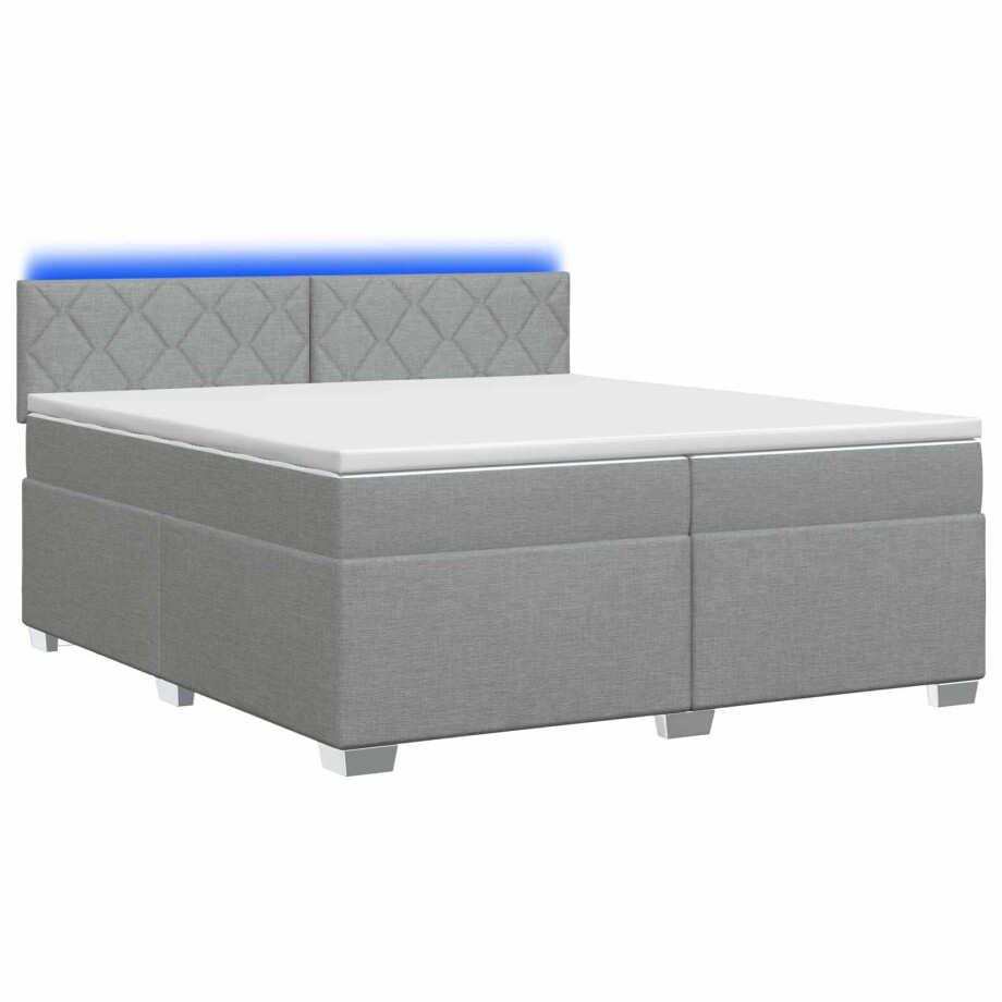 vidaXL Boxspring Bed met Matras en LED Lichtgrijs 200 x 200 cm Stof vidaXL Boxspring Bed met Matras en LED Lichtgrijs 200 x 200 cm Stof afbeelding 1