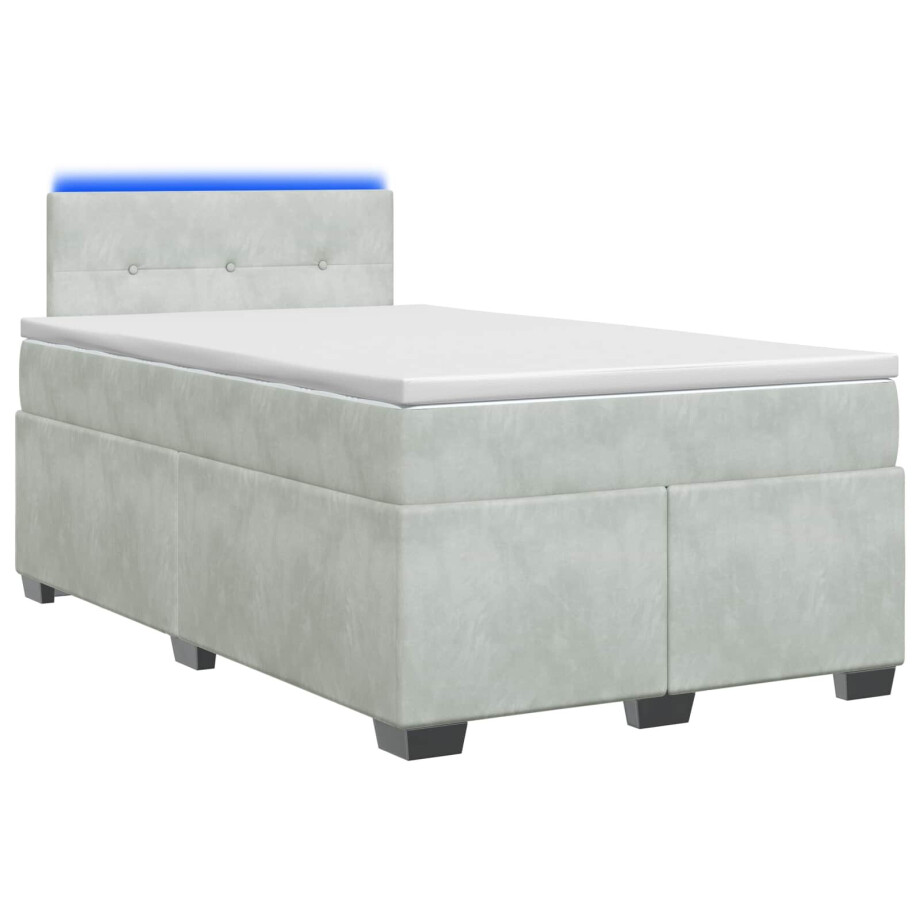 vidaXL Boxspring Bed met Matras en LED Lichtgrijs 120 x 190 cm fluweel vidaXL Boxspring Bed met Matras en LED Lichtgrijs 120 x 190 cm fluweel afbeelding 1