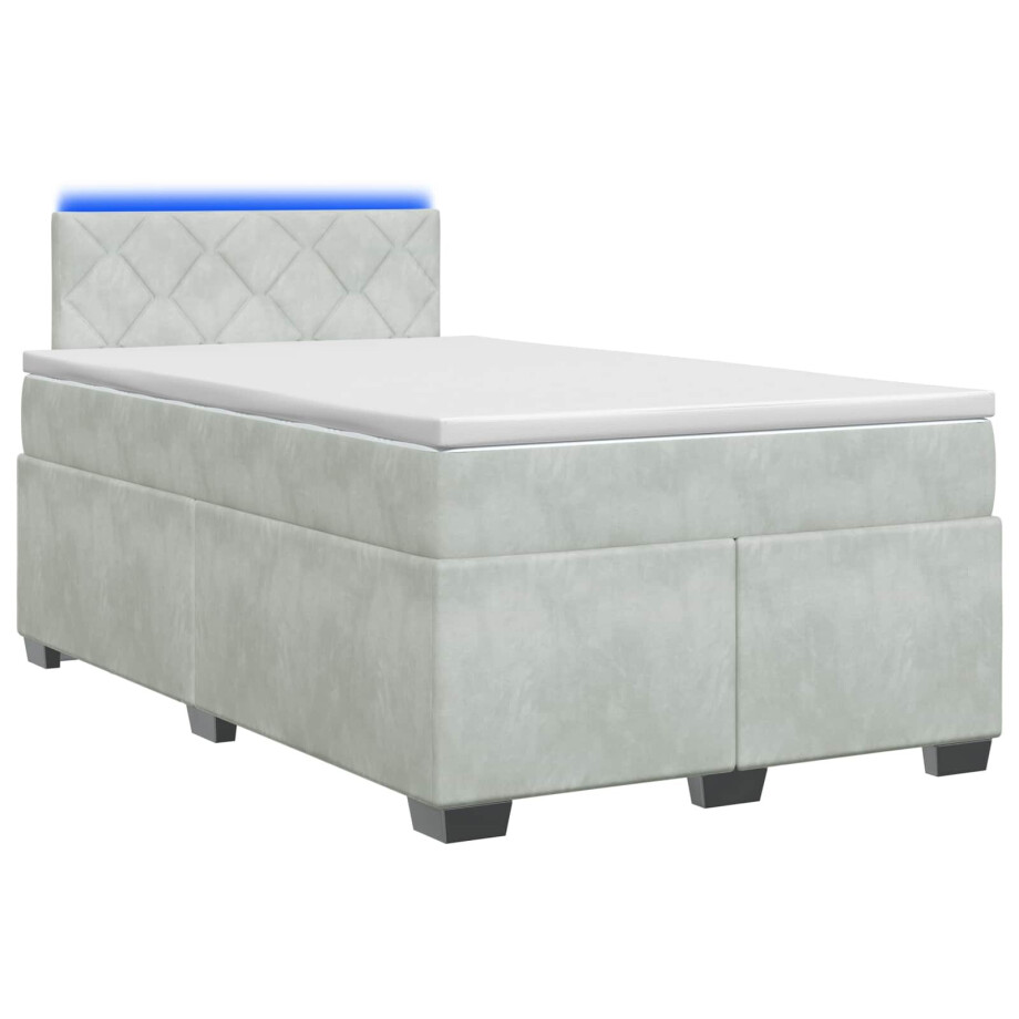 vidaXL Boxspring Bed met Matras en LED Lichtgrijs 120 x 200 cm fluweel vidaXL Boxspring Bed met Matras en LED Lichtgrijs 120 x 200 cm fluweel afbeelding 1