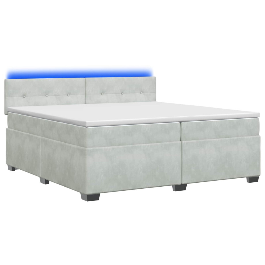 vidaXL Boxspring Bed met Matras en LED Lichtgrijs 200 x 200 cm fluweel vidaXL Boxspring Bed met Matras en LED Lichtgrijs 200 x 200 cm fluweel afbeelding 1
