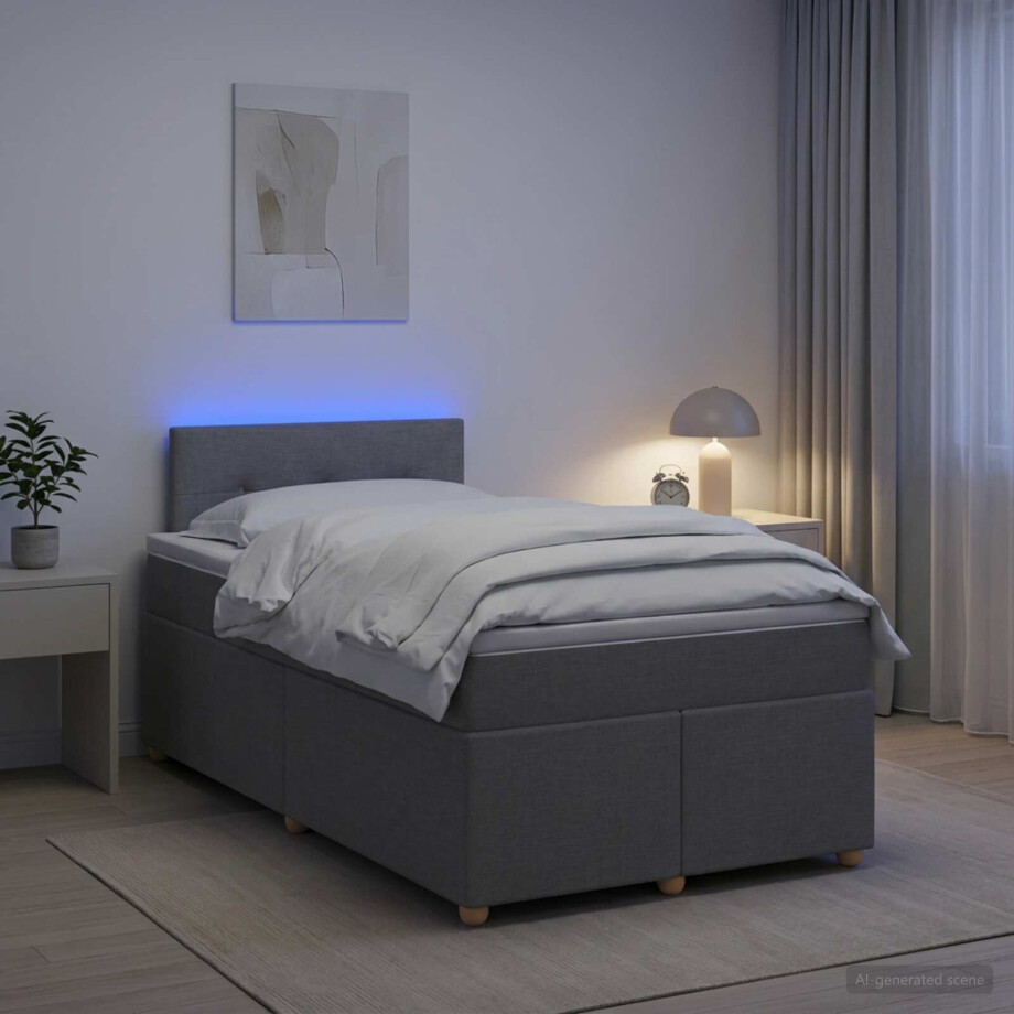 vidaXL Boxspringbed met matras Lichtgrijs 120 x 200 cm Stof afbeelding 1