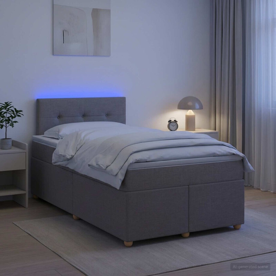 vidaXL Boxspringbed met matras met hoofdeinde Taupe 120 x 200 cm Stof afbeelding 1