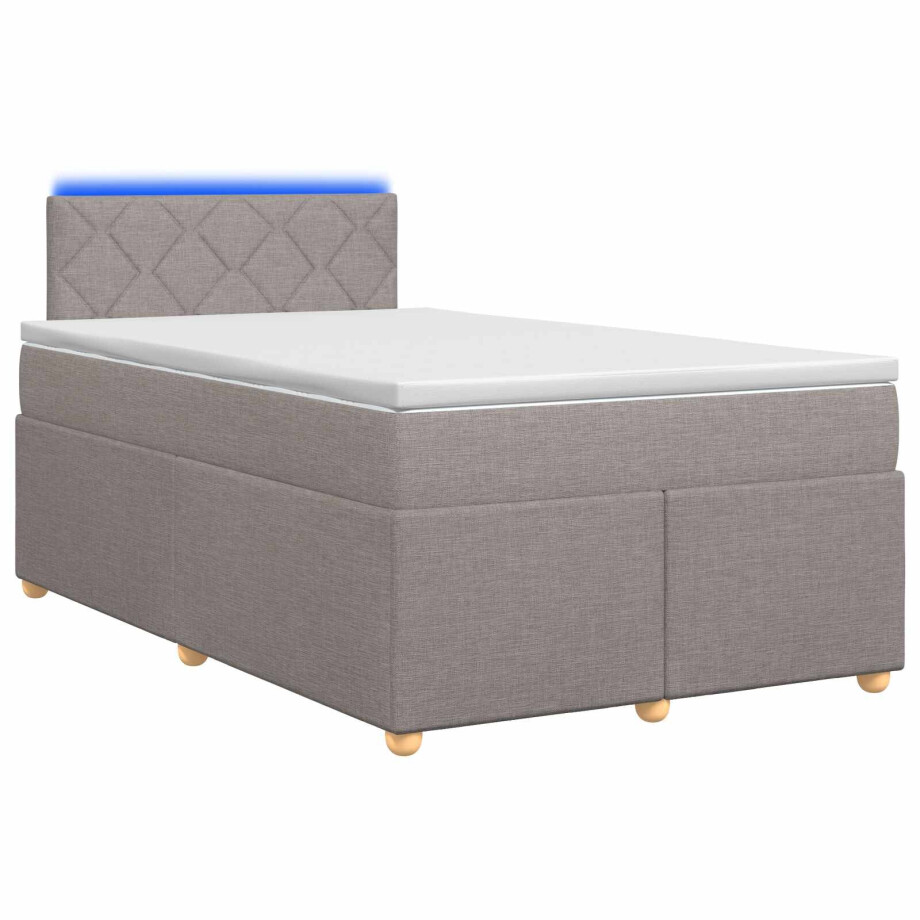 vidaXL Boxspringbed met matras met hoofdeinde Taupe 120 x 200 cm Stof afbeelding 1