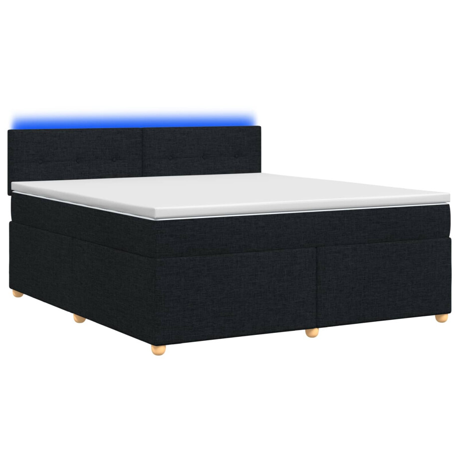 vidaXL Boxspringbed met matras met hoofdeinde Zwart 160 x 200 cm Stof afbeelding 1