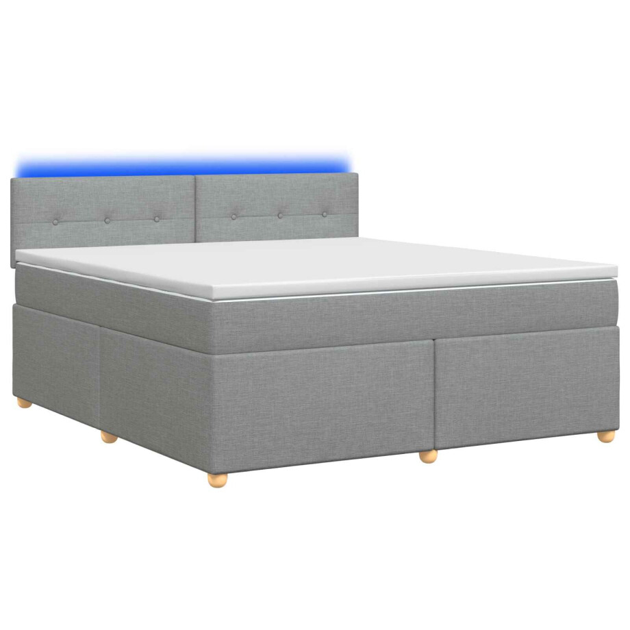 vidaXL Boxspringbed met matras Lichtgrijs 180 x 200 cm Stof afbeelding 1