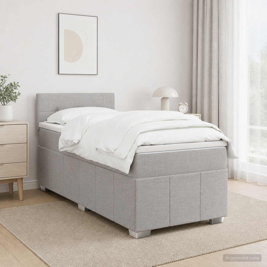 vidaXL Boxspringbed met matras Lichtgrijs 80 x 200 cm Stof vidaXL Boxspringbed met matras Lichtgrijs 80 x 200 cm Stof afbeelding 1