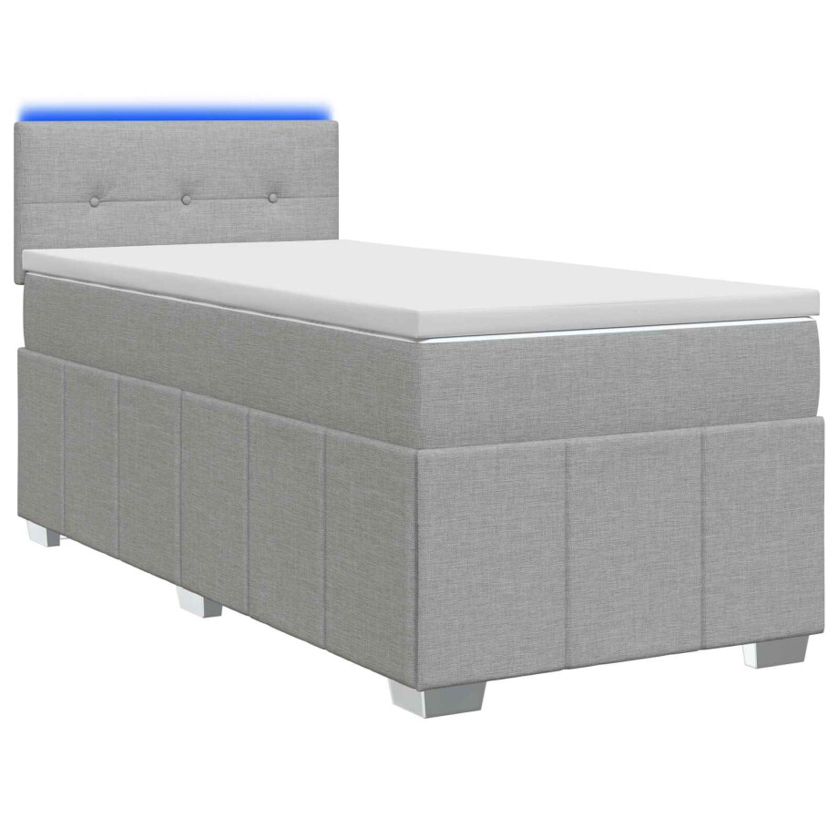 vidaXL Boxspringbed met matras Lichtgrijs 90 x 200 cm Stof vidaXL Boxspringbed met matras Lichtgrijs 90 x 200 cm Stof afbeelding 1
