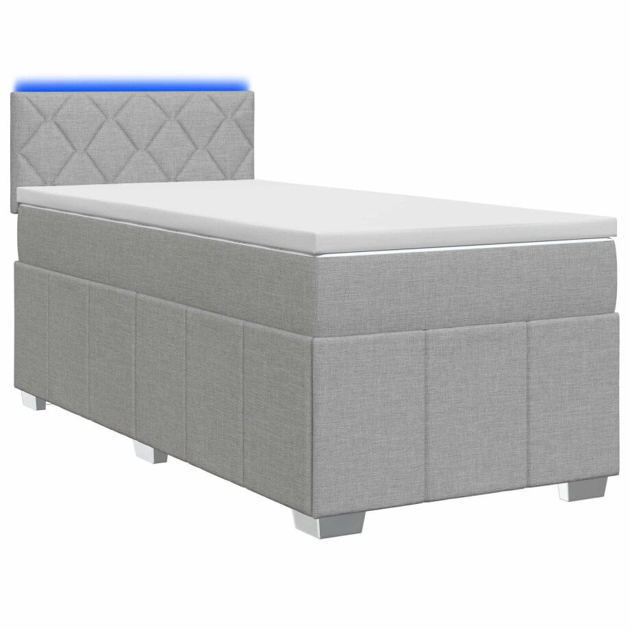 vidaXL Boxspringbed met matras Lichtgrijs 90 x 200 cm Stof vidaXL Boxspringbed met matras Lichtgrijs 90 x 200 cm Stof afbeelding 1