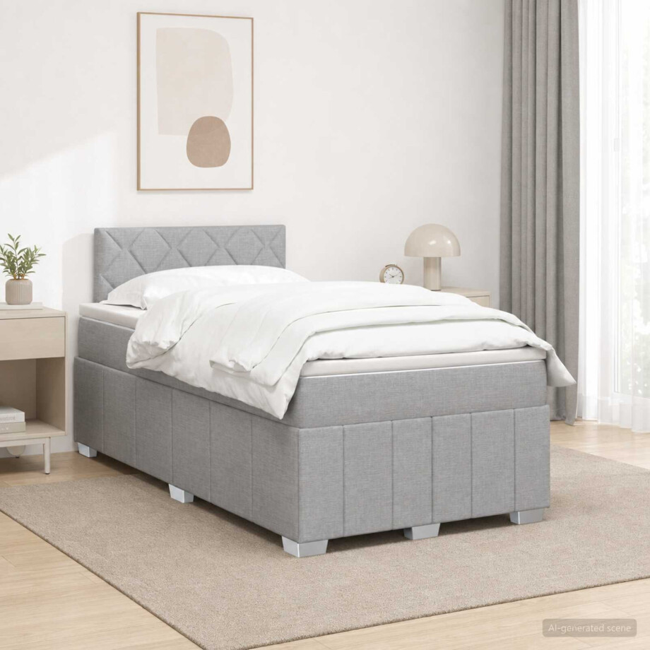 vidaXL Boxspringbed met matras Lichtgrijs 120 x 190 cm Stof afbeelding 1