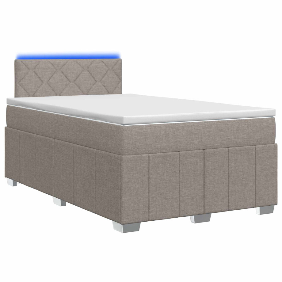 vidaXL Boxspringbed met matras met hoofdeinde Taupe 120 x 200 cm Stof afbeelding 1