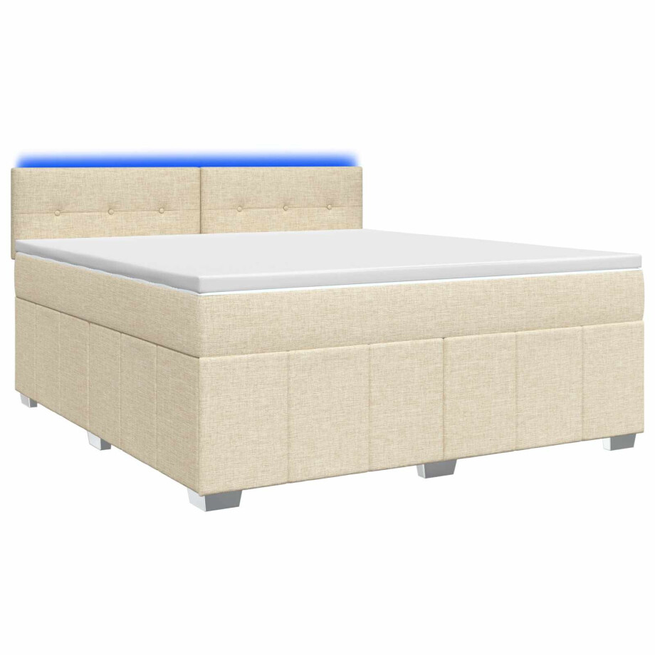 vidaXL Boxspringbed met matras Crèmekleurig 140 x 190 cm Stof afbeelding 1