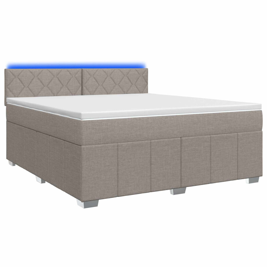vidaXL Boxspringbed met matras met hoofdeinde Taupe 160 x 200 cm Stof afbeelding 1