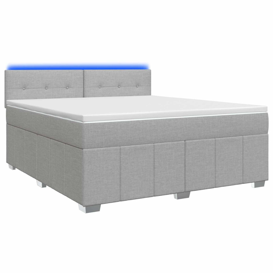 vidaXL Boxspringbed met matras Lichtgrijs 180 x 200 cm Stof afbeelding 1