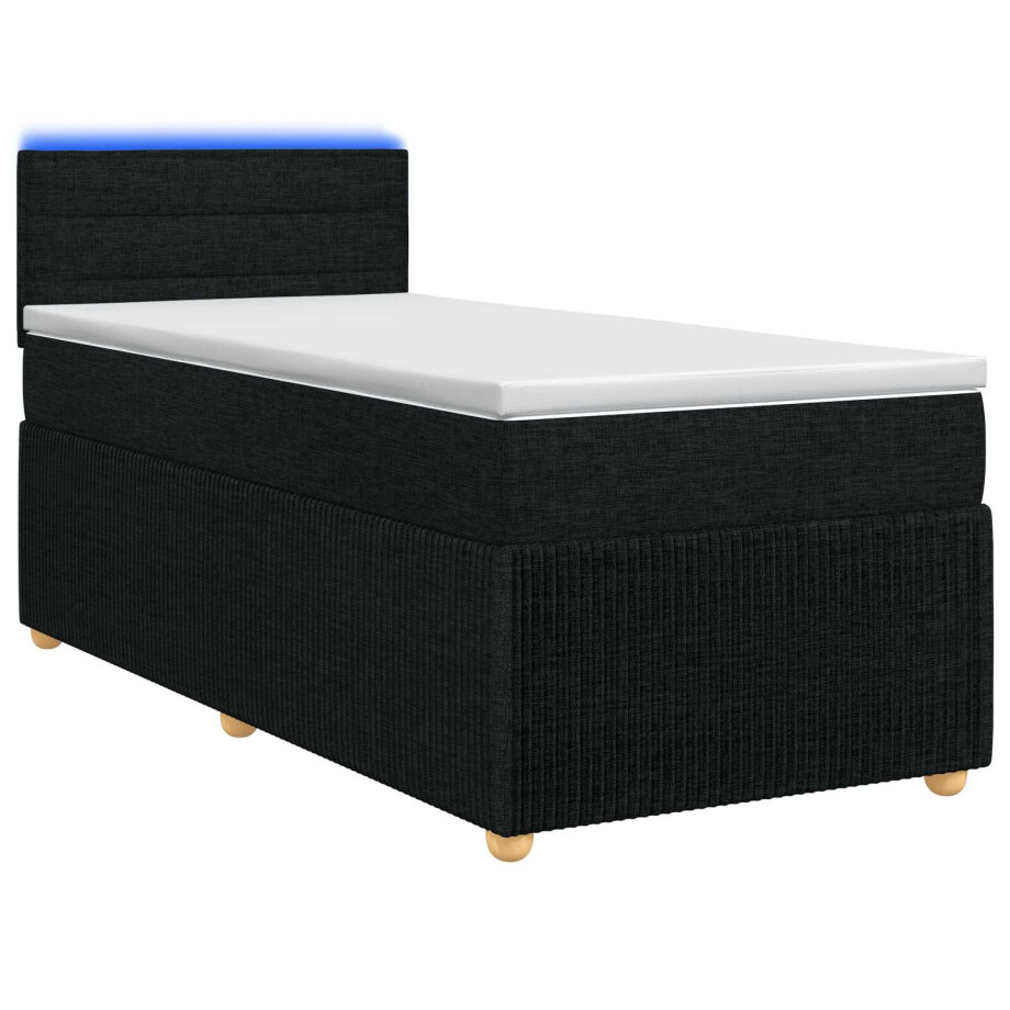 vidaXL Boxspringbed met matras met hoofdeinde Zwart 80 x 200 cm Stof afbeelding 1
