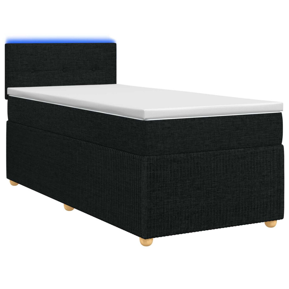 vidaXL Boxspringbed met matras met hoofdeinde Zwart 100 x 200 cm Stof afbeelding 1