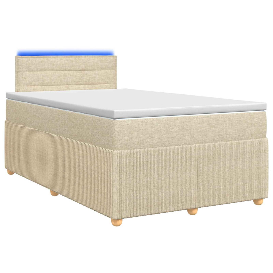 vidaXL Boxspringbed met matras Crèmekleurig 120 x 200 cm Stof vidaXL Boxspringbed met matras Crèmekleurig 120 x 200 cm Stof afbeelding 1