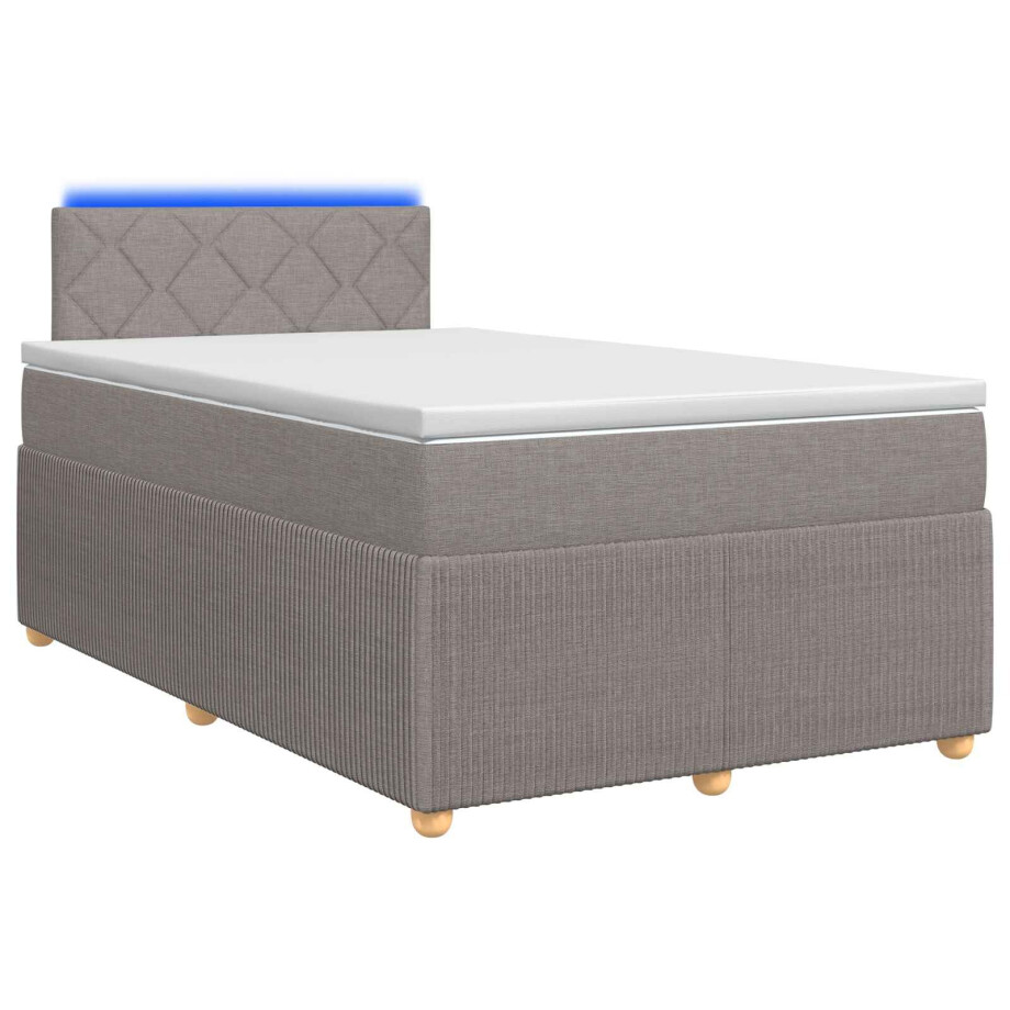 vidaXL Boxspringbed met matras met hoofdeinde Taupe 120 x 200 cm Stof afbeelding 1