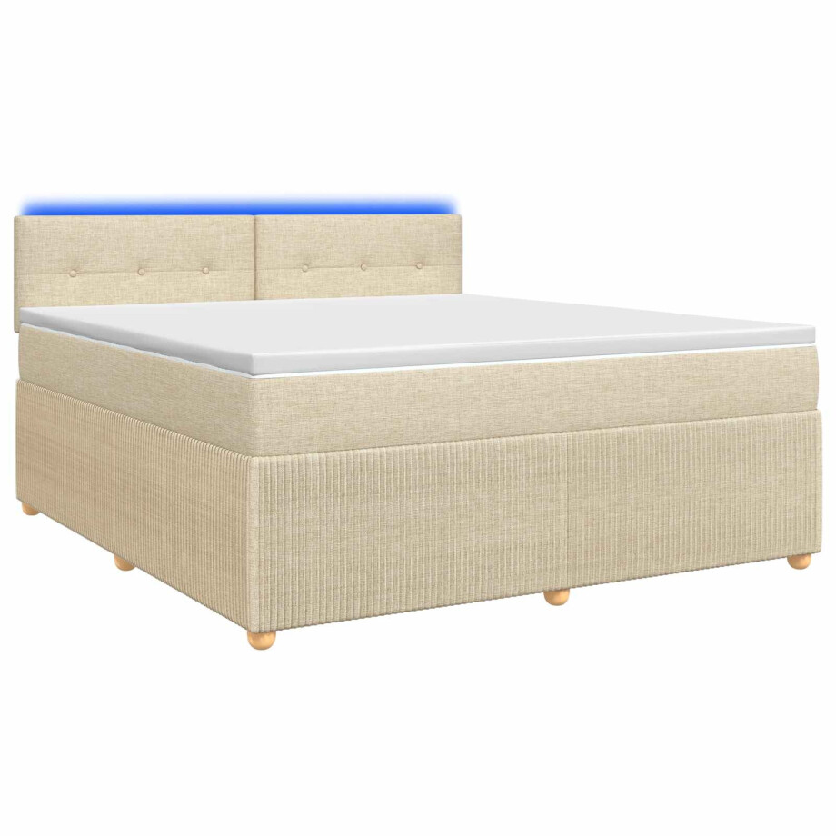 vidaXL Boxspringbed met matras Crèmekleurig 140 x 200 cm Stof afbeelding 1