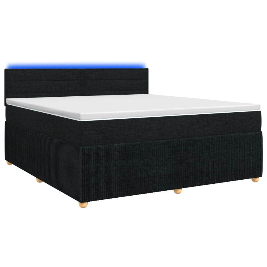 vidaXL Boxspringbed met matras met hoofdeinde Zwart 160 x 200 cm Stof afbeelding 1