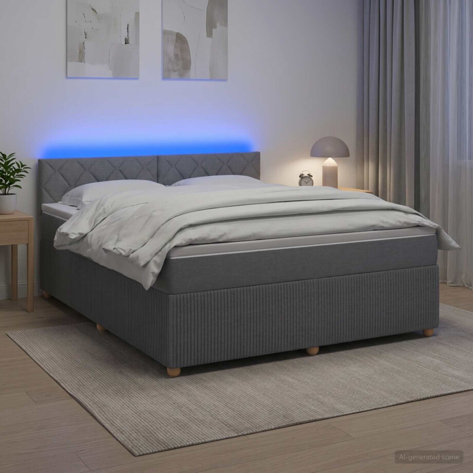 vidaXL Boxspringbed met matras Lichtgrijs 140 x 200 cm Stof vidaXL Boxspringbed met matras Lichtgrijs 140 x 200 cm Stof afbeelding 1
