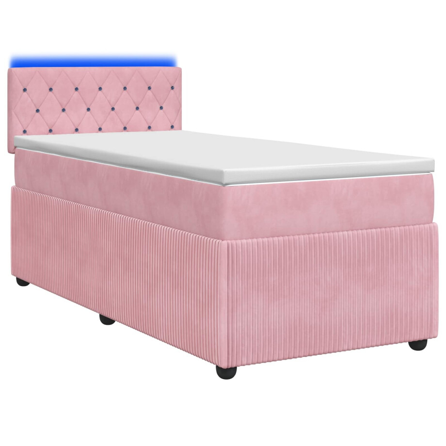 vidaXL Boxspringbed met matras met hoofdeinde Roze 80 x 200 cm Fluweel vidaXL Boxspringbed met matras met hoofdeinde Roze 80 x 200 cm Fluweel afbeelding 1