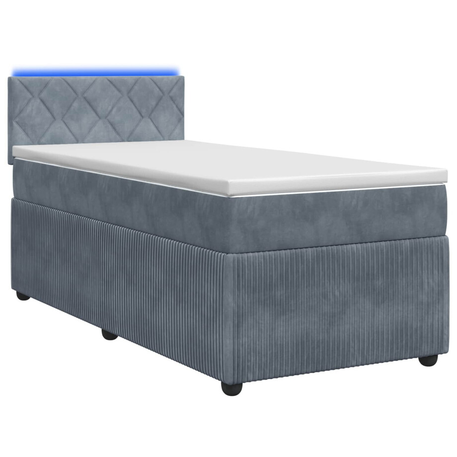 vidaXL Boxspringbed met matras Donkergrijs 90 x 200 cm Fluweel vidaXL Boxspringbed met matras Donkergrijs 90 x 200 cm Fluweel afbeelding 1