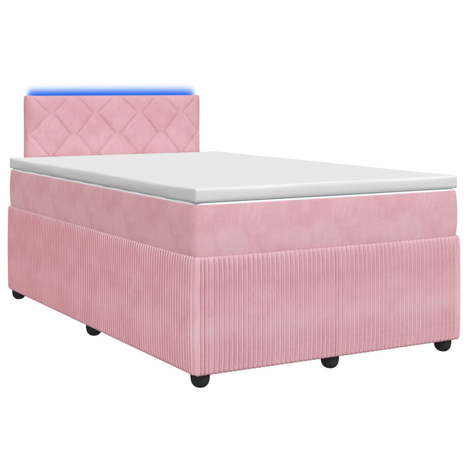 vidaXL Boxspringbed met matras Roze 120 x 200 cm Fluweel vidaXL Boxspringbed met matras Roze 120 x 200 cm Fluweel afbeelding 1